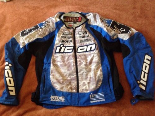 Men's blue icon motorsports, merc stage3 jacket, xxl, zip up, padded