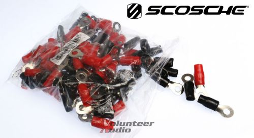 Scosche ring terminal 50 red/50 black 4 gauge 5/16&#034; hole 100 pieces/bag
