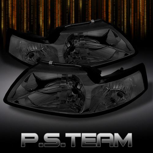 Smoked 99-04 ford mustang crystal headlights lights lamps left+right pair