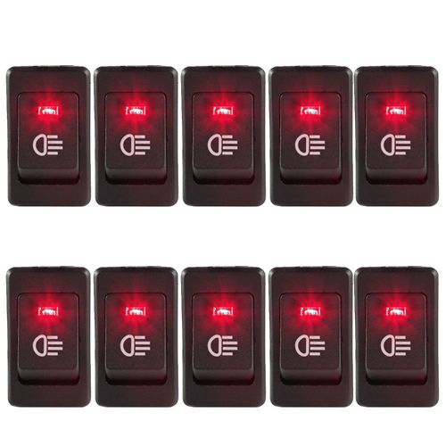 Purchase 10 X Universal Car Fog Light Rocker Switch Red LED Light Dash