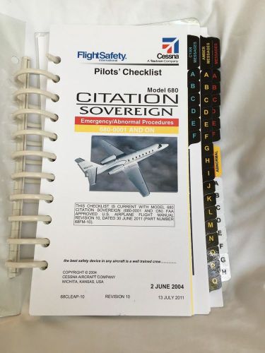 Cessna citation sovereign 680 pilot's emergency /abnormal checklist  revision 10
