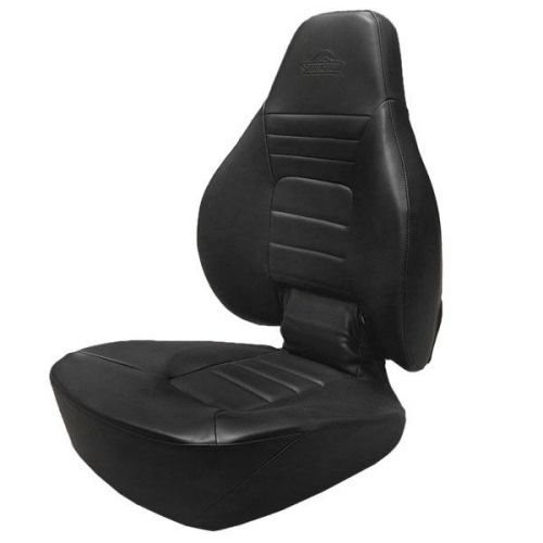 Springfield black vinyl marine boat folding captain chair w/ storage - single