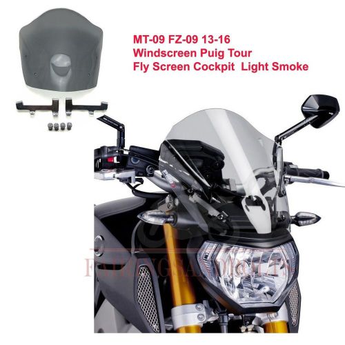 Bid windshield windscreen with bolts bracket for yamaha fz  mt-09 13-16 15 smoke