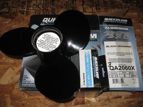 Quicksilver black diamond boat propeller 12 1/2 x 8 qa2060x mercury 25-75hp