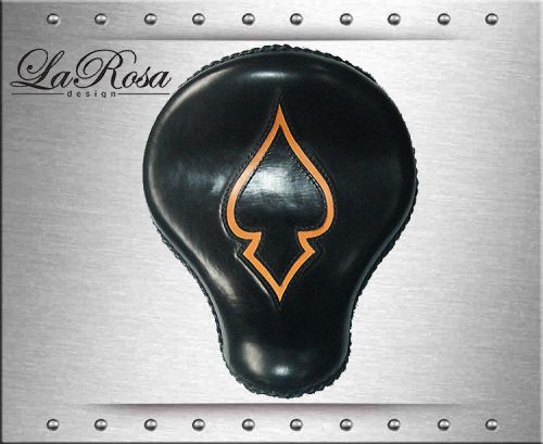 16" larosa black leather tan ace inlay harley bobber rigid custom solo seat