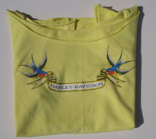 Women&#039;s harley davidson yellow scoop neck shirt - cap sleeve -size medium cute..