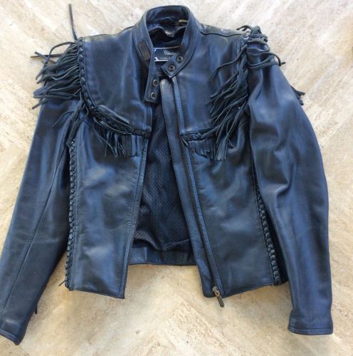 Willie g harley davidson black leather womens jacket womens 34w