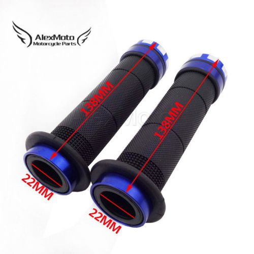 Blue handle hand grips both sides 22mm (7/8&#034;) for atv quad 4 wheeler