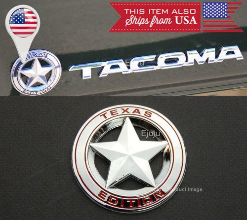3&#034; dia chrome plated + red engraving texas around star edition emblem for toyota