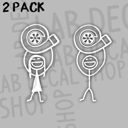 *2* pack jdm turbo guy and girl vinyl sticker decal euro boost turbocharger low
