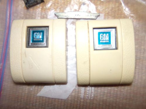 1968-72 chevy truck seat belt buckle  covers white pair w/ blue buttons