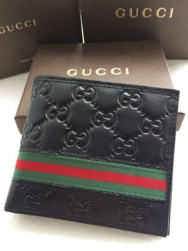 New men black gg gucci1 leather wallet