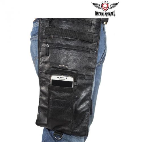 Motorcycle real leather fanny pack with gun holster