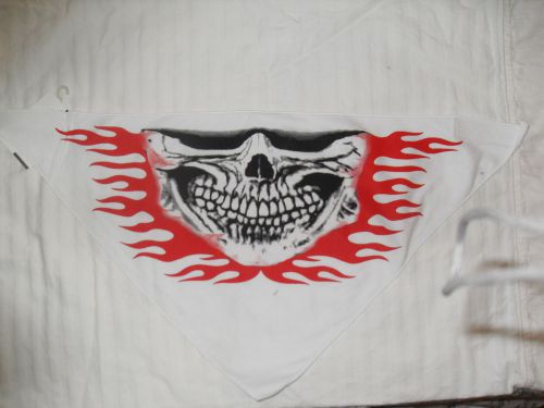 Motorcycle face masks (see details) skull jaw, flames on white, made in usa