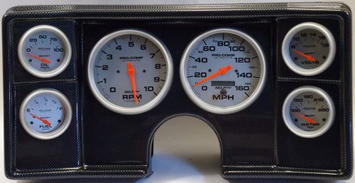 82-88 chevy g body carbon dash carrier w/ auto meter ultra lite electric gauges