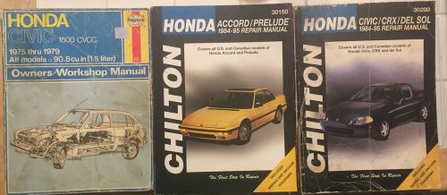 Honda repair manuals. haynes chiltons. civic accord cvcc