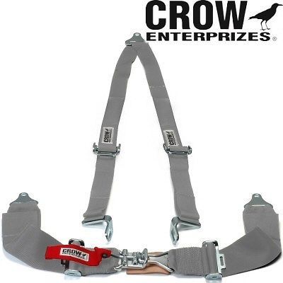 Crow enterprizes quick release grey seat belt 3 inch lap 2 inch shoulders 3 poin