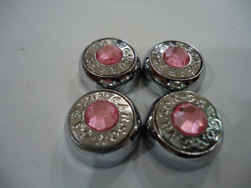 Car alloy chrome license plate anti-theft screws bolts pink crystal x 4 pieces