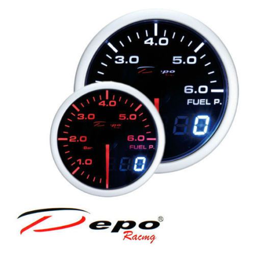 Depo racing 60 mm electric fuel pressure 2 color smoked red white dual view kit
