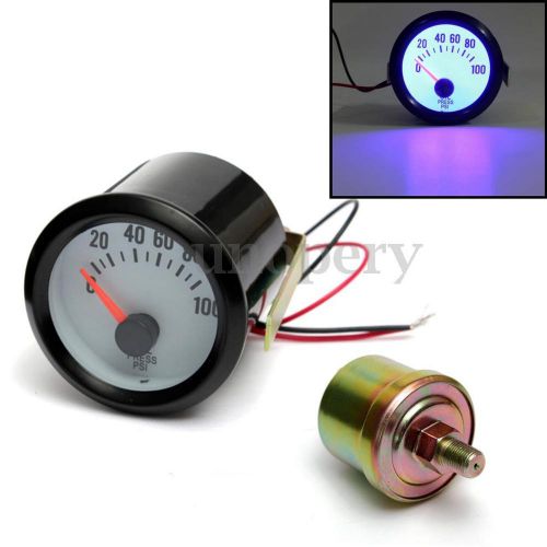 52mm 2&#039;&#039; car auto pointer oil pressure gauge meter 0~100psi w/ sensor blue light