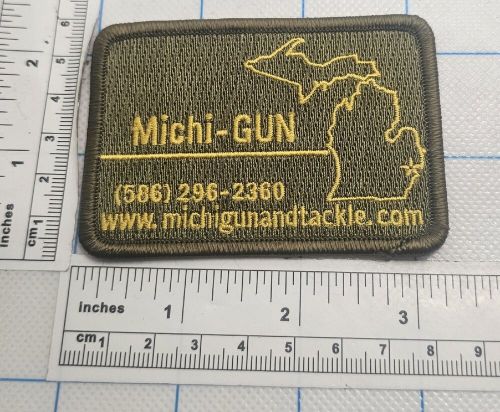 Michi-gun embroidered green patch vest jacket club sports 3.25" x 2.25"