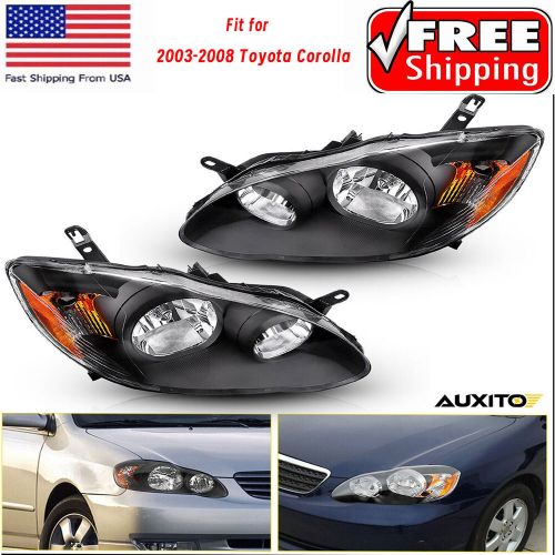 Headlights Headlamps Left+Right For 2003-2008 Toyota Corolla Black Left+Right, US $80.19, image 9
