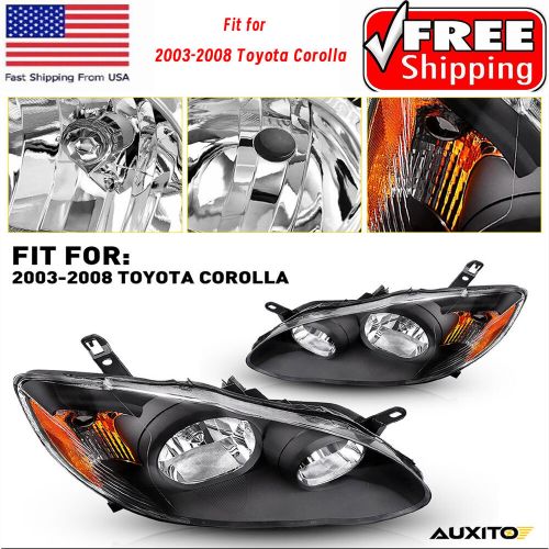 Headlights Headlamps Left+Right For 2003-2008 Toyota Corolla Black Left+Right, US $80.19, image 10