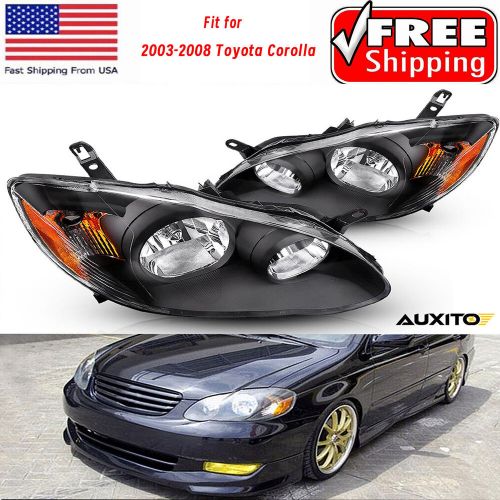 Headlights Headlamps Left+Right For 2003-2008 Toyota Corolla Black Left+Right, US $80.19, image 11
