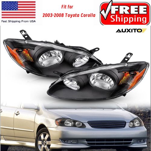 Headlights Headlamps Left+Right For 2003-2008 Toyota Corolla Black Left+Right, US $80.19, image 12