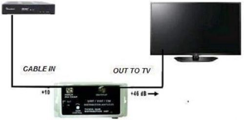 36 db cable antenna color tv booster signal amplifier vhf uhf fm hdtv