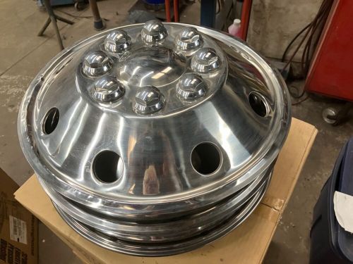 3- ss hub cape that fit the classic gmc motorhome with 16.5? steel wheels used