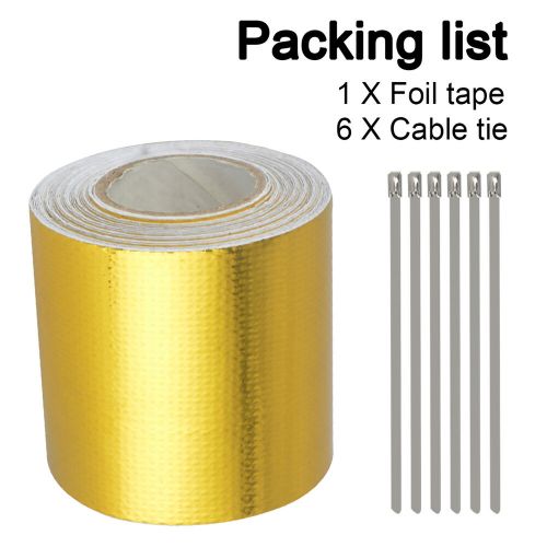 2" 16ft Gold Heat Barrier Shield Roll Fiberglass Wrap Tape Exhaust Protection, US $8.78, image 4