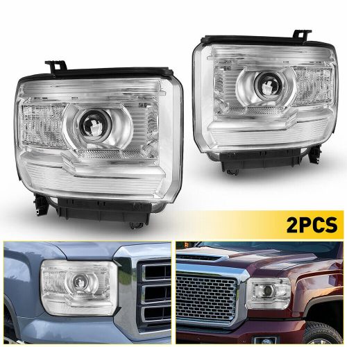 For 2014-2019 GMC Sierra Pair Headlight Assemblies Chrome Housing Projector US O, US $194.99, image 10
