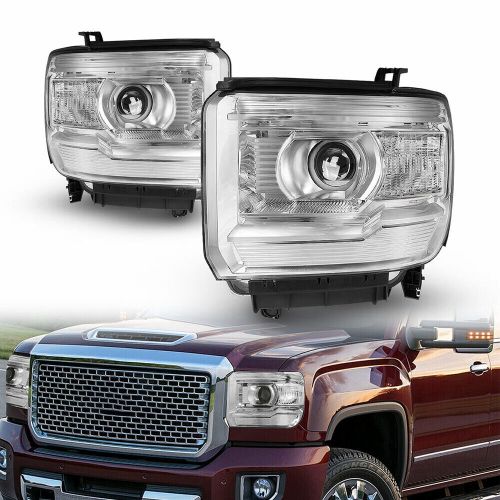 For 2014-2019 GMC Sierra Pair Headlight Assemblies Chrome Housing Projector US O, US $194.99, image 13
