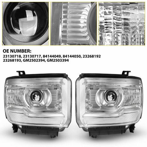 For 2014-2019 GMC Sierra Pair Headlight Assemblies Chrome Housing Projector US O, US $194.99, image 15