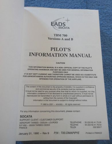 EADS Socata TBM700 Volume 1 & 2 POH - 1990 Illustrated Pilot Information Manuals, US $48.50, image 4