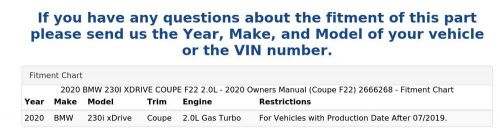 2020 BMW 230I XDRIVE COUPE F22 2.0L - 2020 Owners Manual (Coupe F22) 2666268, US $59.99, image 4