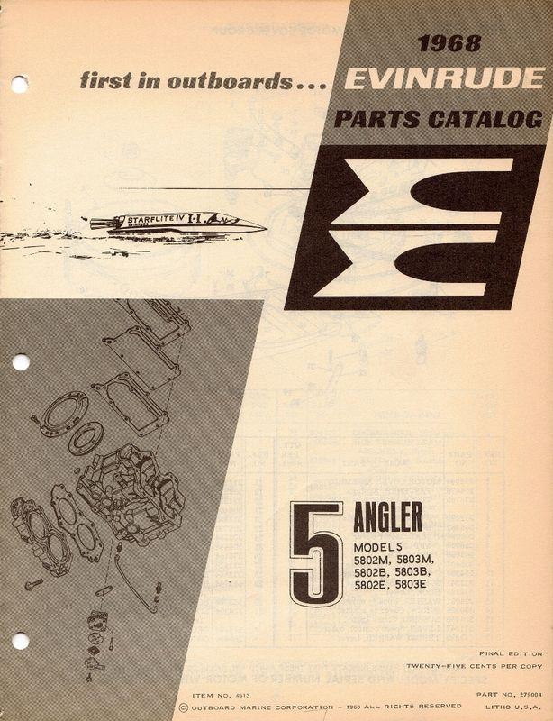 1968 evinrude 5hp angler illustrated parts guide