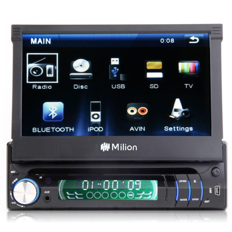 7" single 1 din in dash car stereo usb ipod dvd player bluetooth touch detach sd