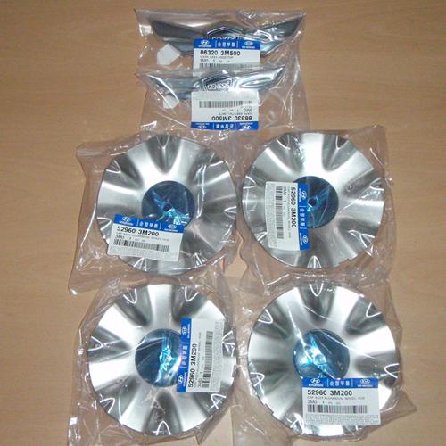 Hood, trunk emblem 18"center wheel cap 2008~13+ hyundai genesis v6 3.8, v8 4.6