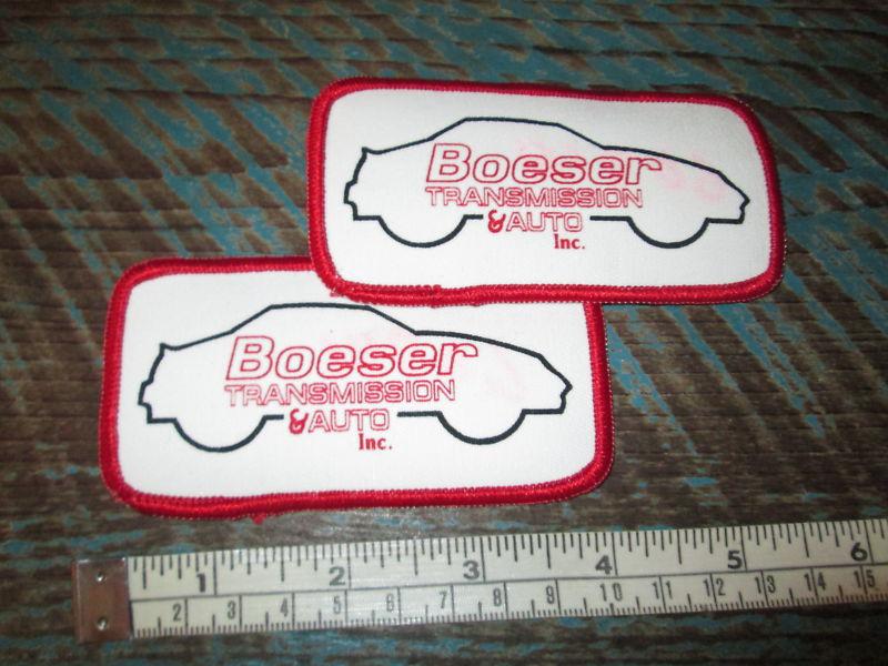 Two boeser trans auto service station mechanic uniform patch dickies racing