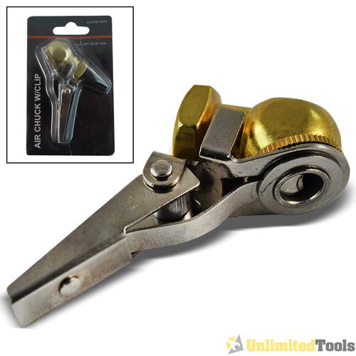 1/4" npt brass air chuck with clip ball tire inflator home/business automotive
