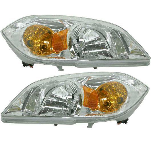 05-10 chevy cobalt headlights headlamps w/chrome housing left & right pair set
