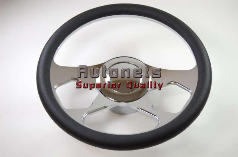 Revolution chevy gm revolution black leather chrome aluminum steering wheel horn