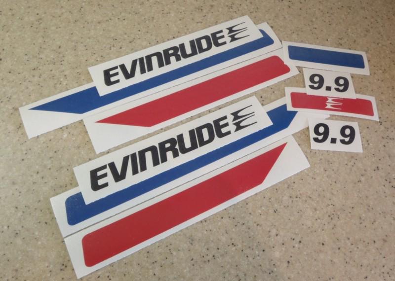 Evinrude vintage outboard 9.9 hp motor decal kit free ship + free fish decal!
