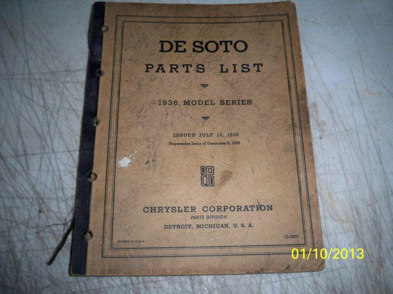 1936 desoto original factory parts book list
