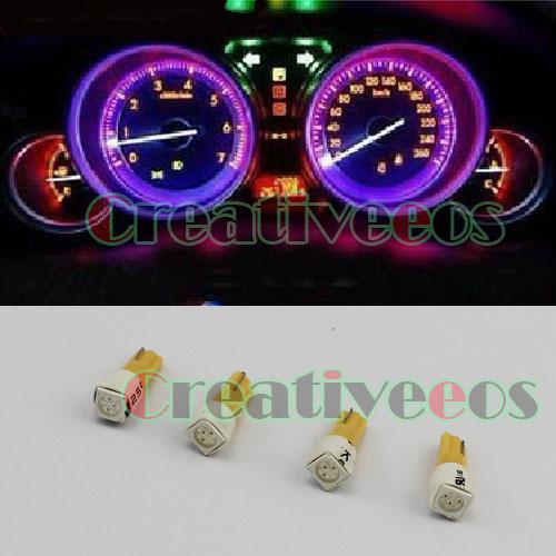 4×t5 wedge 5050 smd gauge cluster speedometer led instrument light bulb yellow
