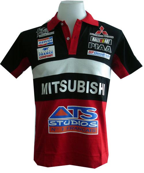 New mitsubishi rac motorcycle sport racing team black mens polo t-shirt sz l