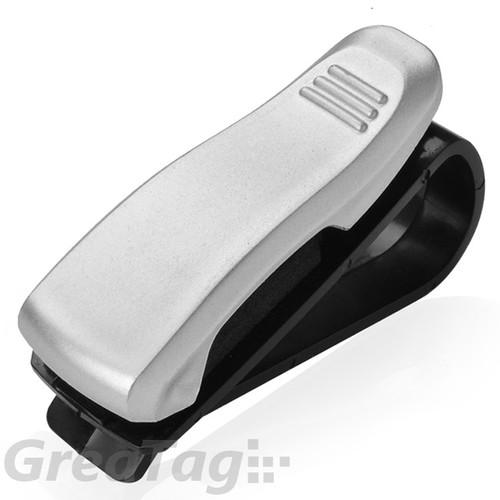 Silver car sun visor eye glasses card ticket holder clip auto accessory hanging