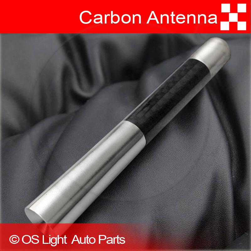 Volkswagen 5" carbon fiber screw type aluminum silver short radio antenna mast